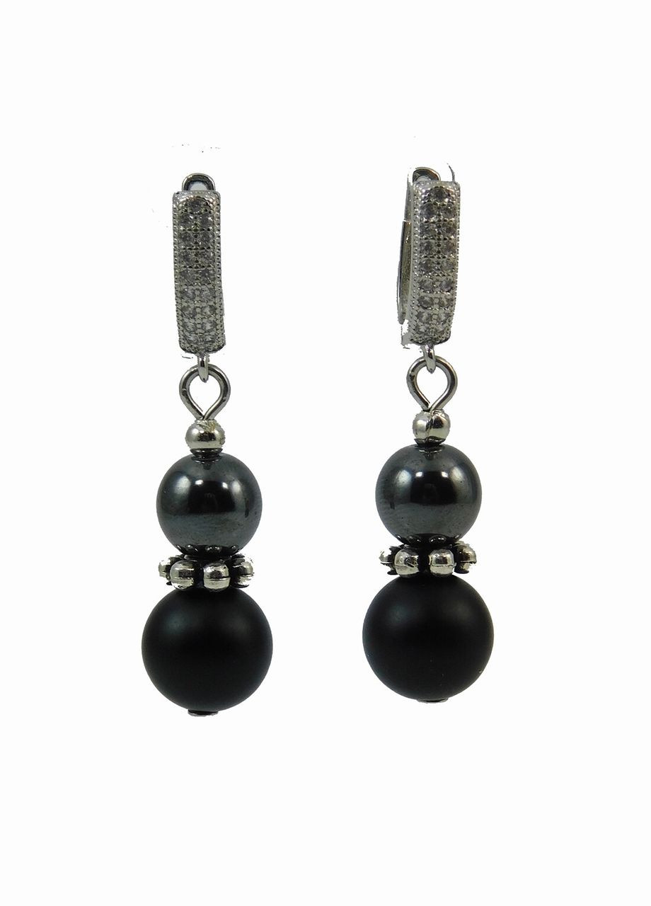 Сережки "Містична ніч" Гематит Fursa fashion (322017003)