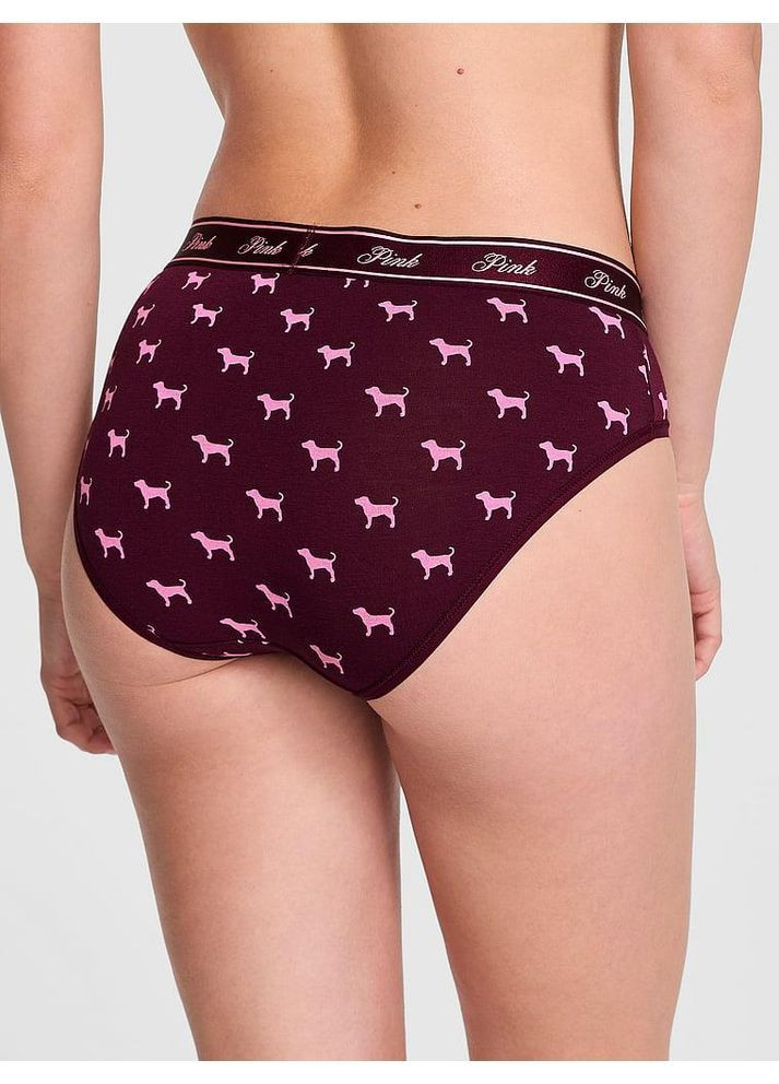 Женские трусики-хипхагеры Logo Cotton Hiphugger Panty бордовые 1124635055 Victoria's Secret (371266706)
