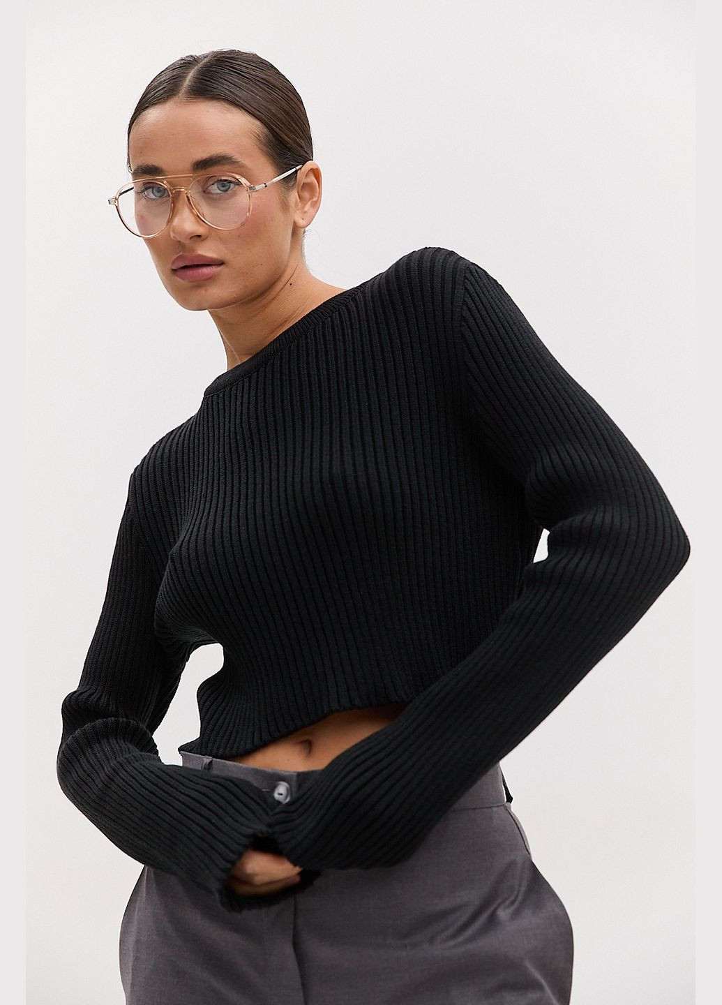 В'язана жіноча кофта вкорочена Arjen (316301666)