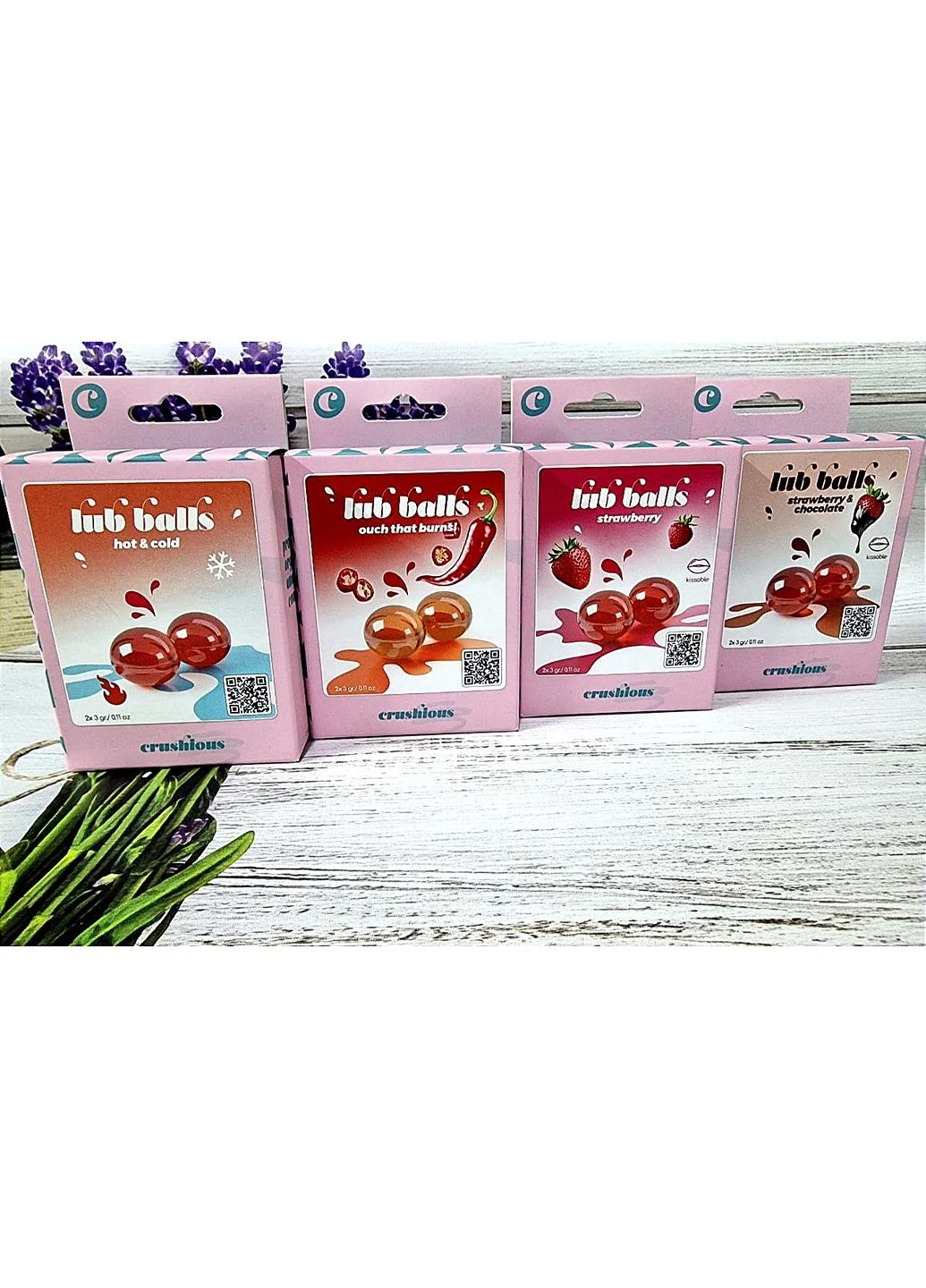 Бразильські вибухові кульки для масажу Crushious Lub Balls Strawberry зі смаком полуниці No Brand (303902374)