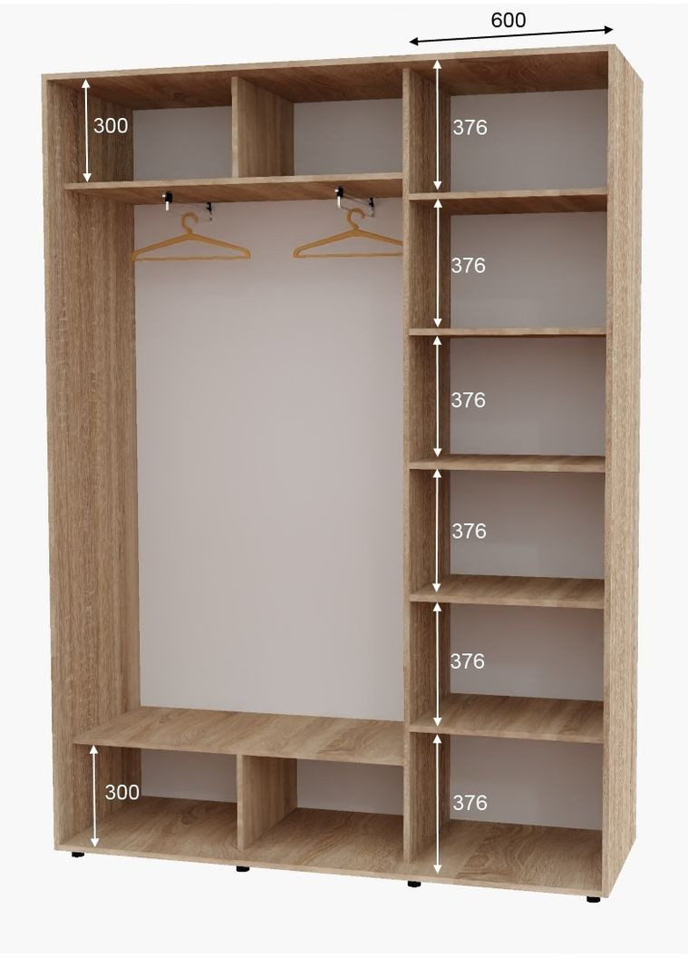 Шкаф-купе двухдверный 170*45*220 Дуб Сонома Зеркало/Зеркало с пескоструйным рисунком Алекса (360477049)