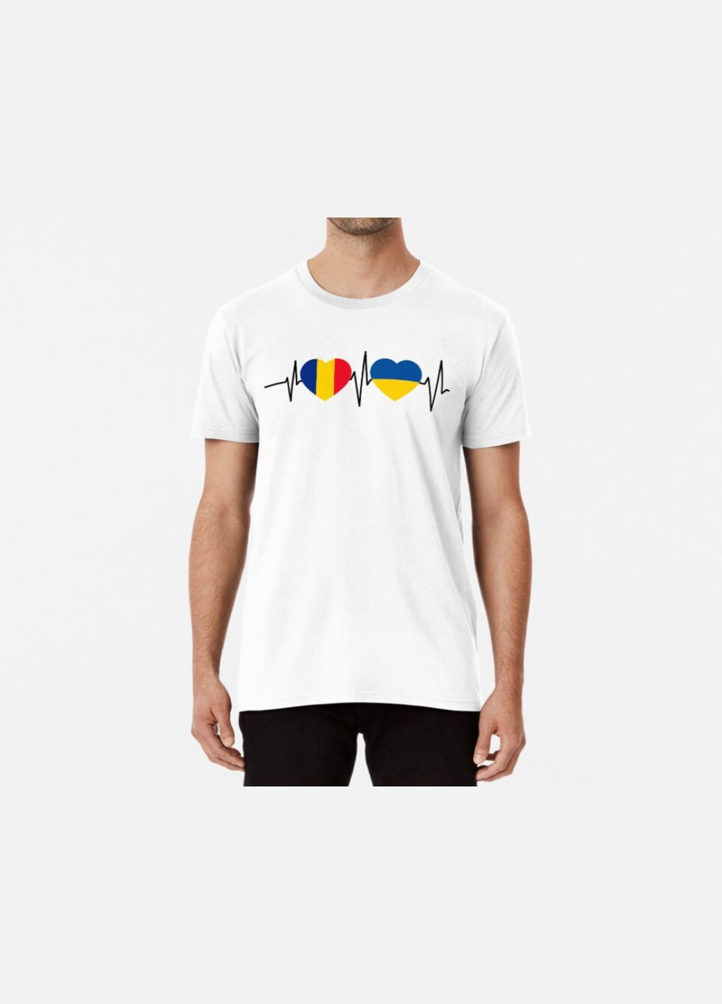 Біла чоловіча патріотична футболка з принтом romania ukraine румунія україна Stedman