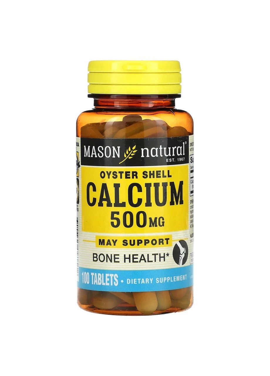 Кальцій з черепашки устриці Calcium 500 mg Oyster Shell 100 таблеток Mason Natural (369609507)