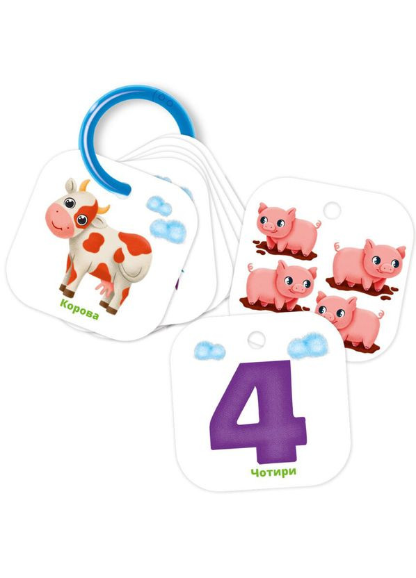 Дитячі навчальні картки на кільці Рахунок. Ферма VT2000-04 Vladi toys (311290959)