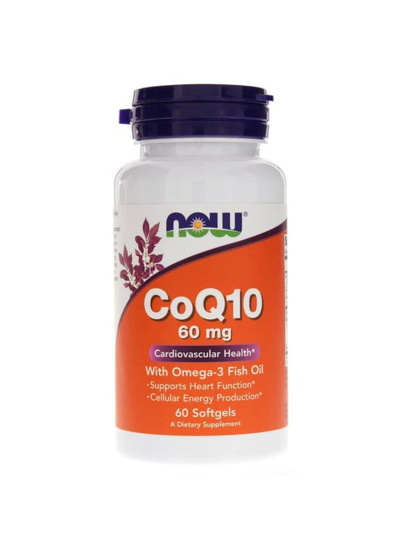 Коензим Q10 з риб"ячим жиром Омега-3, CoQ10 with Omega-3 Fish Oil,, 60 мг, 60 гелевих капсул Now Foods (367989771)