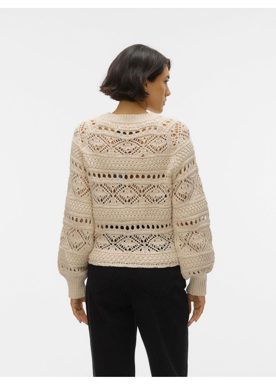 Молочний демісезонний джемпер ажурної вʼязки Vero Moda