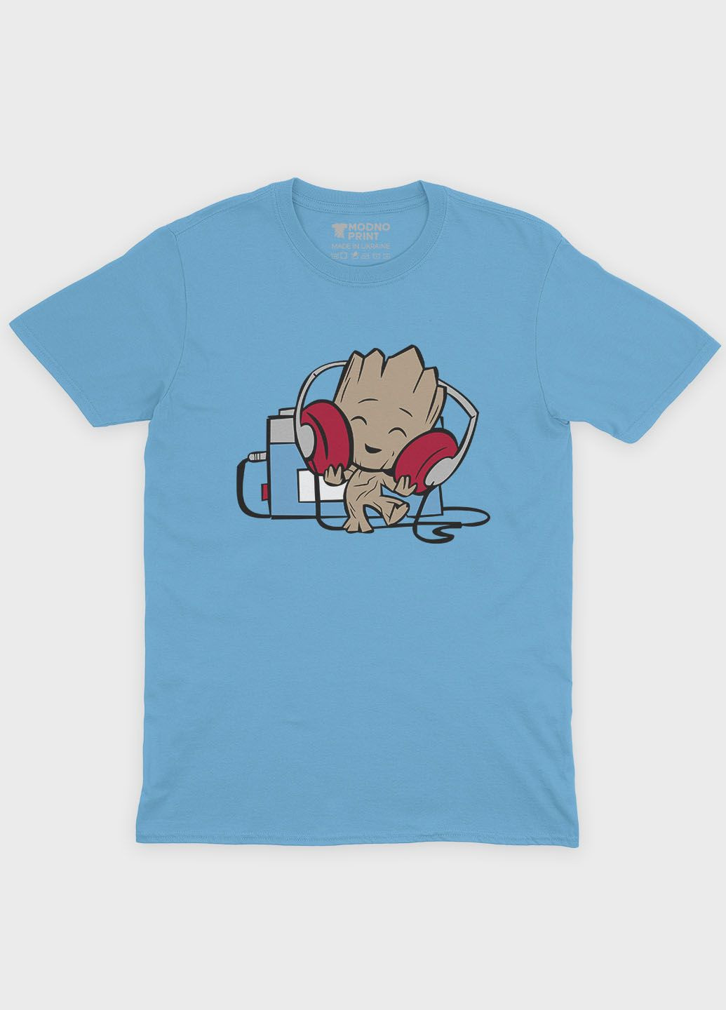Блакитна демісезонна футболка для хлопчика з принтом супергероїв - вартові галактики (ts001-1-lbl-006-017-005-b) Modno