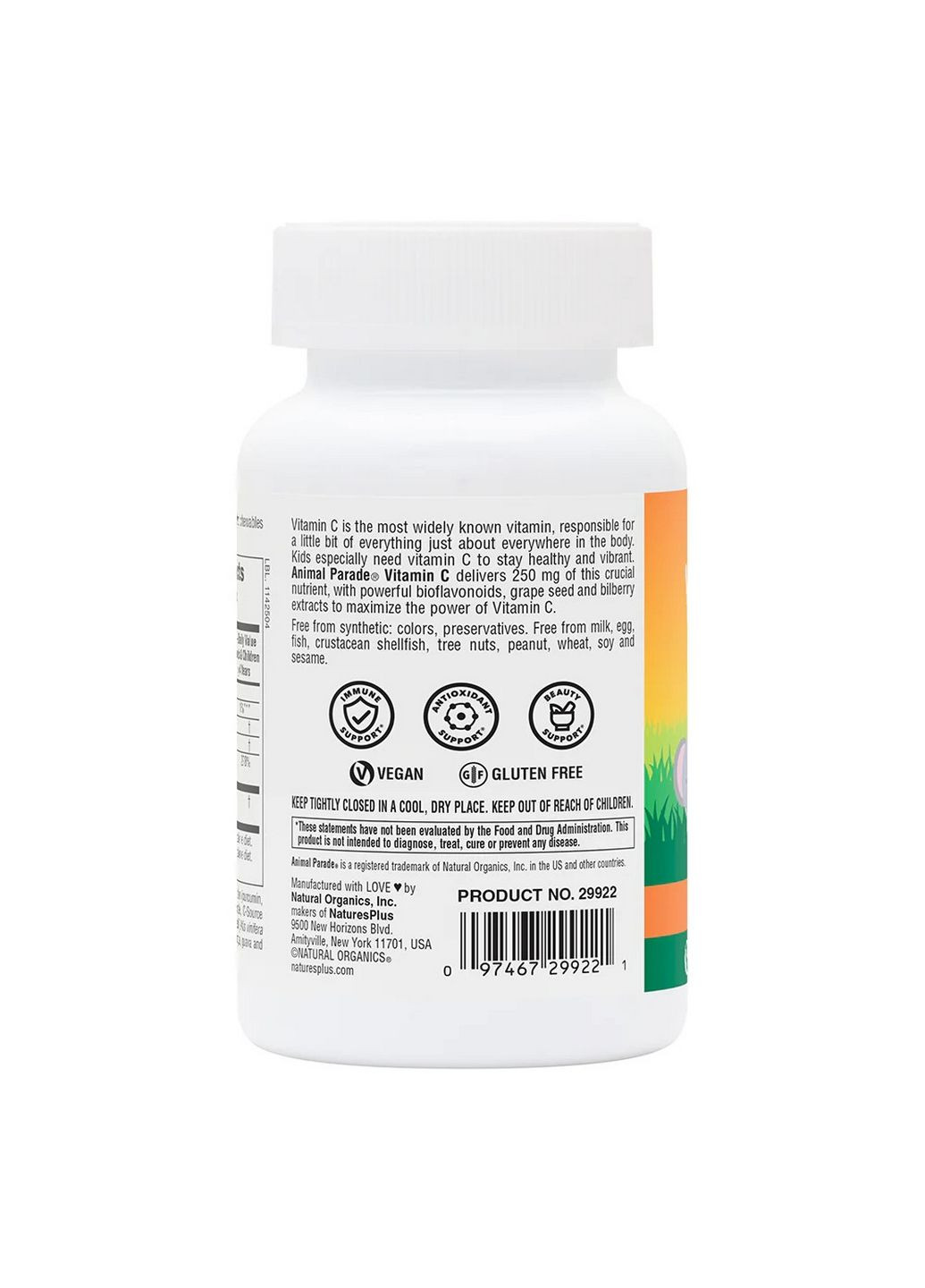 Витамины и минералы Animal Parade Vitamin C Sugar-Free, 90 жевательных таблеток Апельсин Natures Plus (315873998)