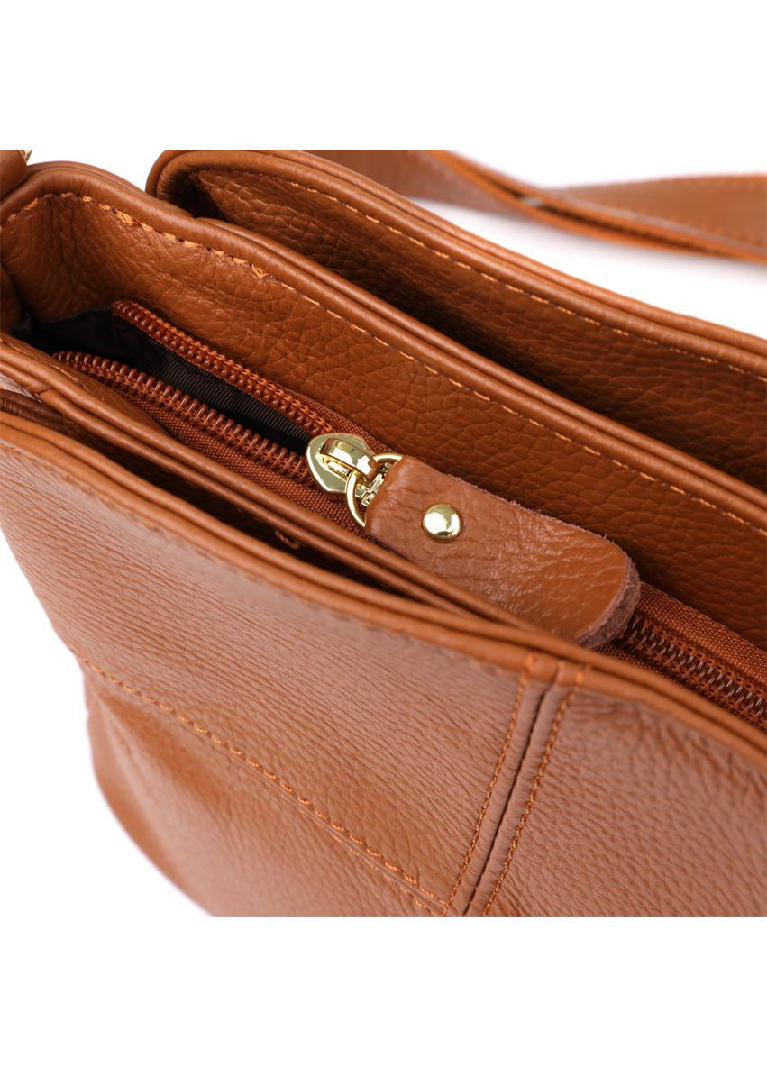 Стильна жіноча сумка з натуральної шкіри на три відділення руда Vintage (352167724)