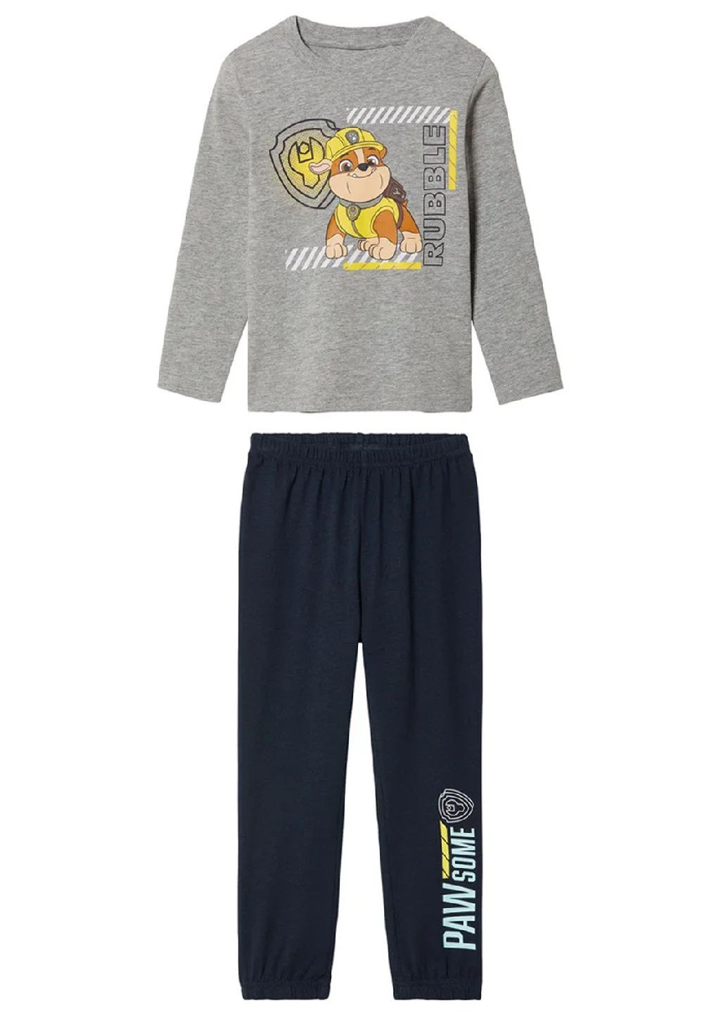 Серо-синяя всесезон хлопковая пижама (лонгслив, брюки) лонгслив + брюки Lupilu