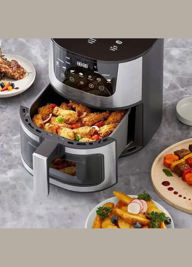 Аэрофритюрница сенсорная 4200Вт с регулировкой температуры без масла 8л черный (2104618535) Rainberg RB-2268 (331012966)