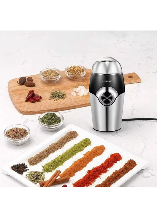 Електрична кавомолка з лезами з нержавіючої сталі подрібнювач кавових зерен блендер для спецій (EC335) Sokany (361161834)