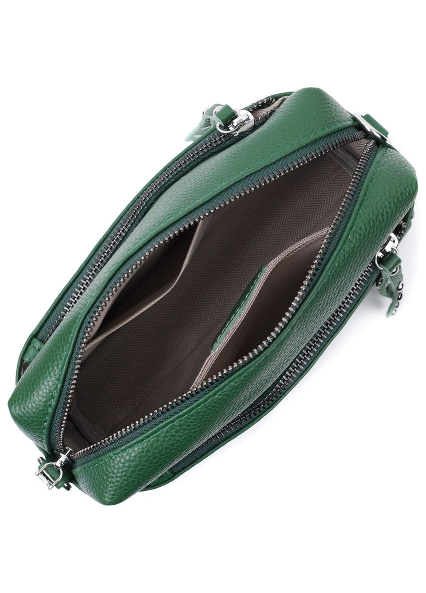 Кожаная женская сумка из стильным бегунком 22651 Зеленая Vintage (331906507)