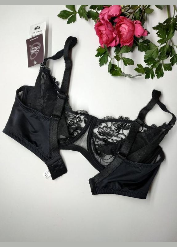 Чорний бюстгальтер чорний із вишивкою gardenia Samanta поліамід