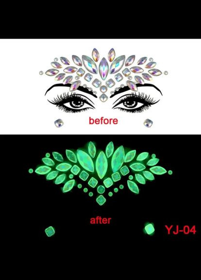 Стрази на обличчя люмінесцентні жіночі one size різнобарвний Jannet маска (327827488)