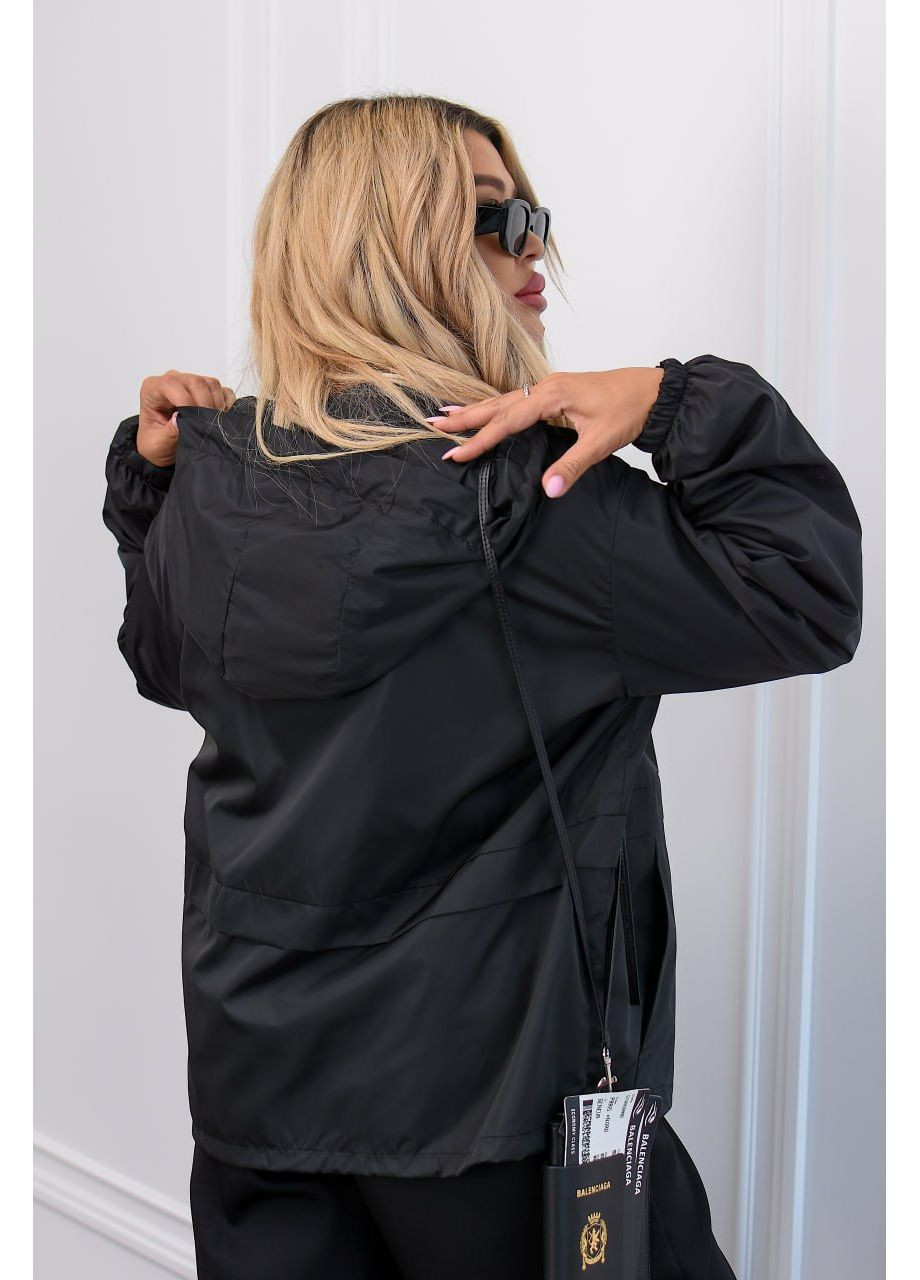 Вітровка жіноча з капюшоном на блискавці вільного крою No Brand (360600034}