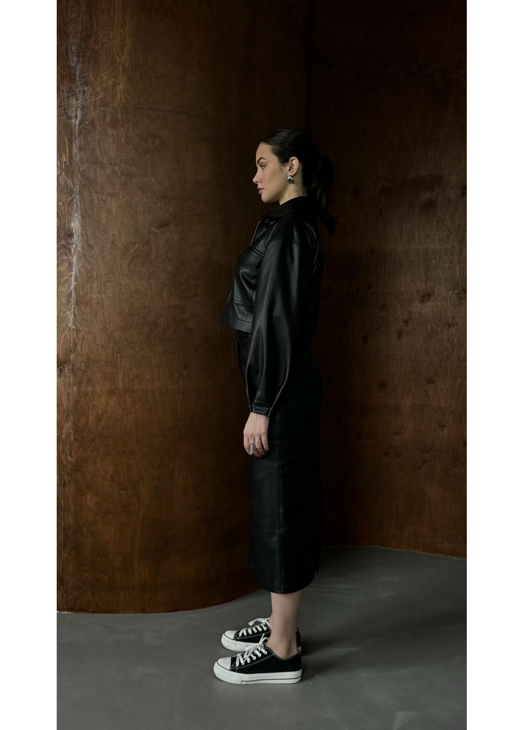 Чорна куртка з екошкіри косуха No Brand