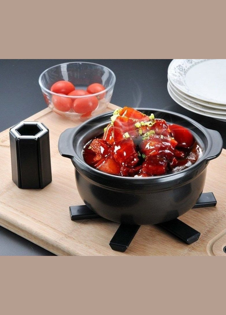 Складна термостійка підставка під гаряче із ABS-пластику чорна 19×19 см для кухні No Brand (337713445)