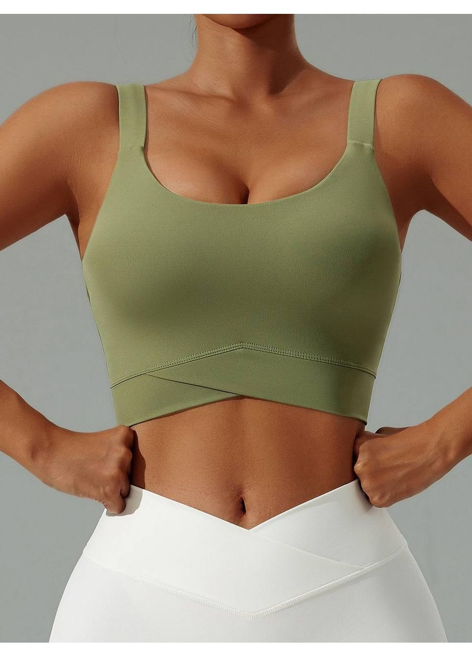 Спортивный топ с бюсгалтором, оливковый No Brand (350916001)