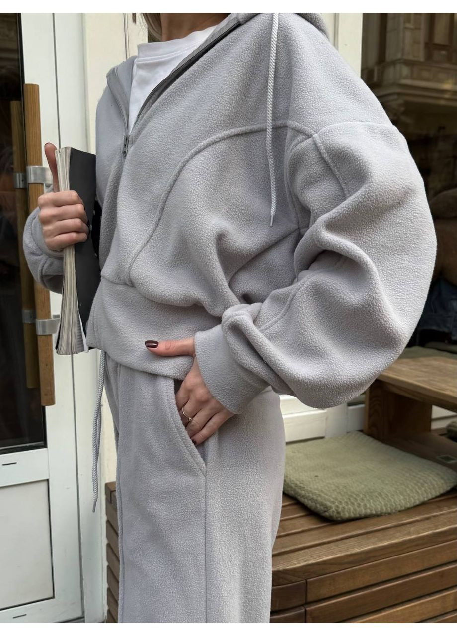 Теплый спортивный костюм женский флисовый палаццо+кофта с капюшоном No Brand (366222251)