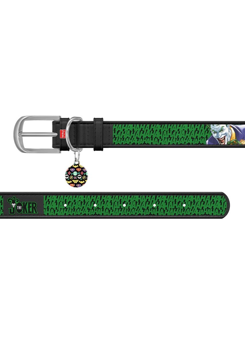 Ошейник для собак кожаный Design с QR паспортом, рисунок "Джокер", XL, Ш 35 мм, Дл 46-59 см, черный WAUDOG (322327910)