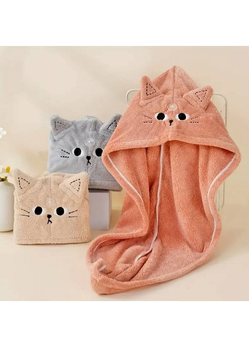 Полотенце тюрбан-чалма для сушки волос Ушки персик No Brand (366978591)