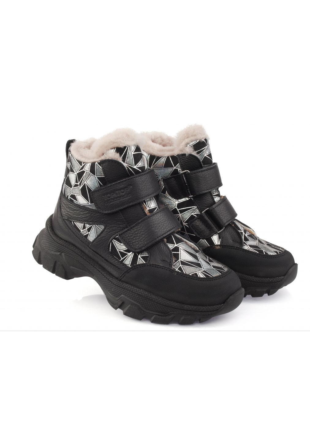 Цветные ботинки зимние 2827 для девочек черно-серебристые. размер 37 Topitop