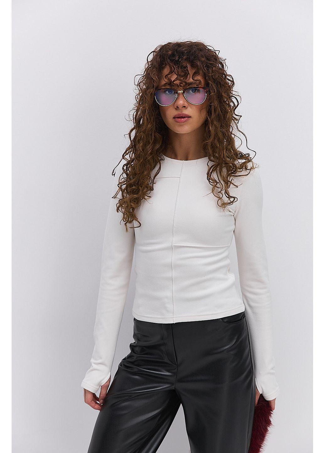 Женский флисовый лонгслив синий со швами наизнанку Arjen (370601737)