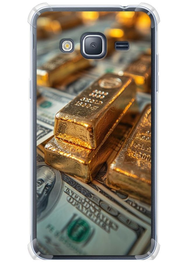 Силикон с усиленными углами чехол 'Слитки и доллары' для Endorphone Samsung Galaxy J3 Duos (2016) J320H (291132372)