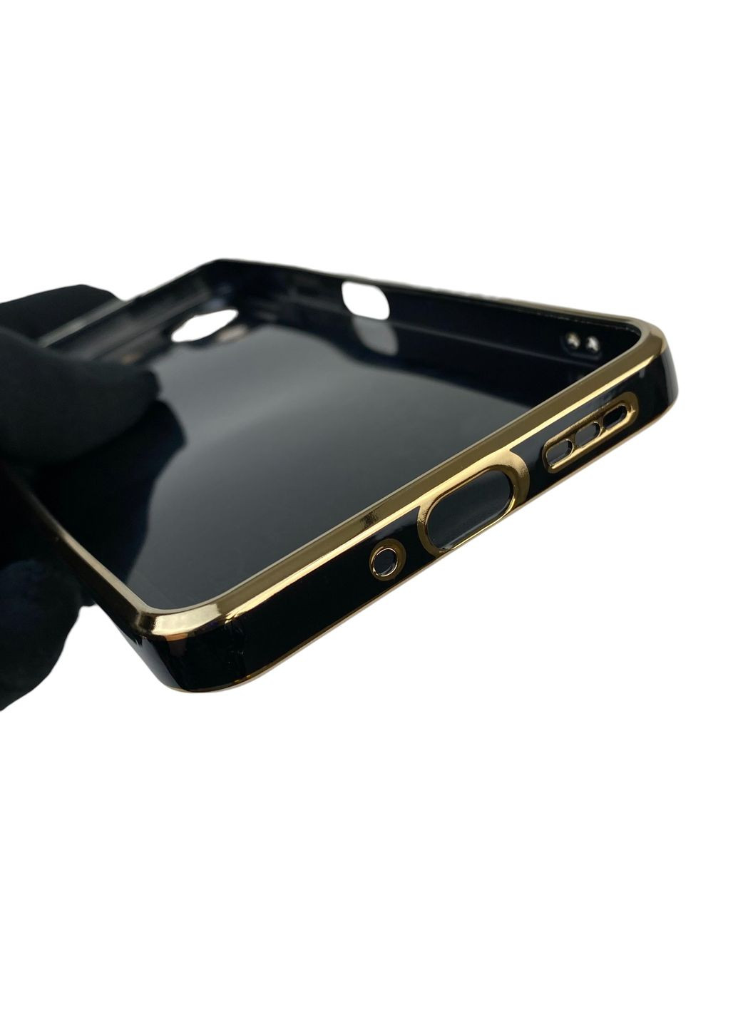 Чехол для Redmi 13C с кольцом-подставкой с золотой окантовкой на редми 13с черный gs1 Xiaomi (366234324)