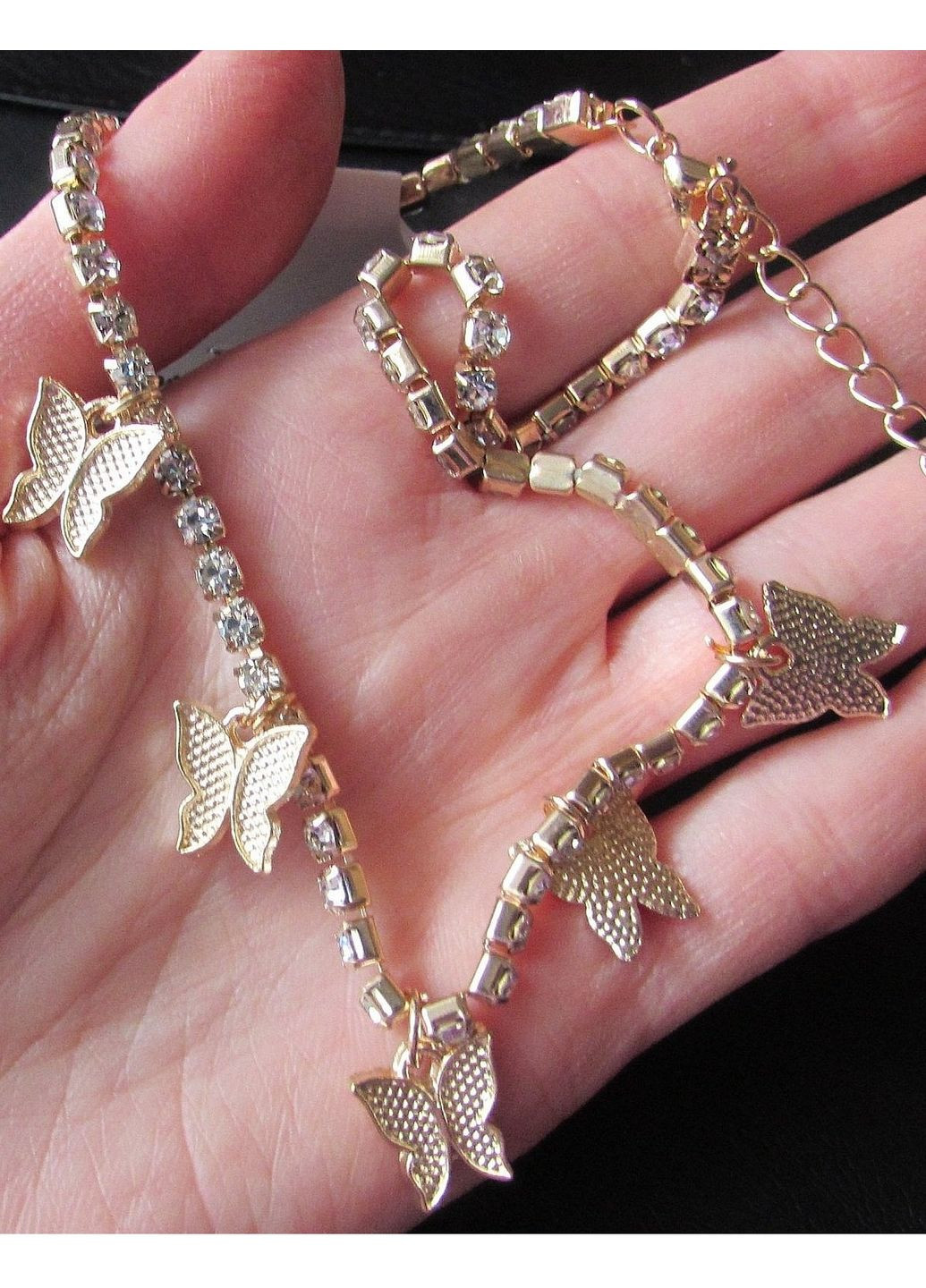 Золотистое ожерелье колье бабочки в стразах, 4588 No Brand (349731970)