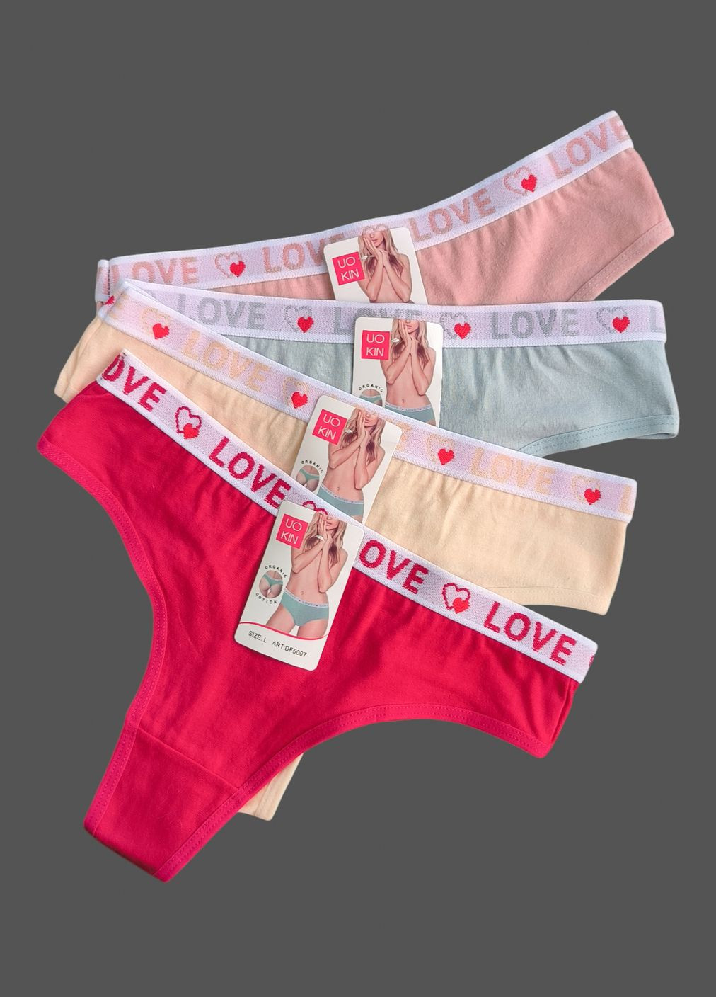 Набор 4 шт хлопковые трусы стринги UOKIN (314963486)