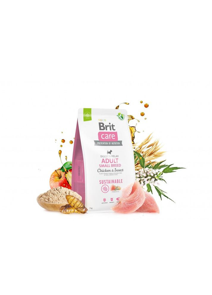 Корм сухой Dog Sustainable Adult Small Breed для собак малых пород с курицей и насекомыми 7 кг Brit Care (366737411)