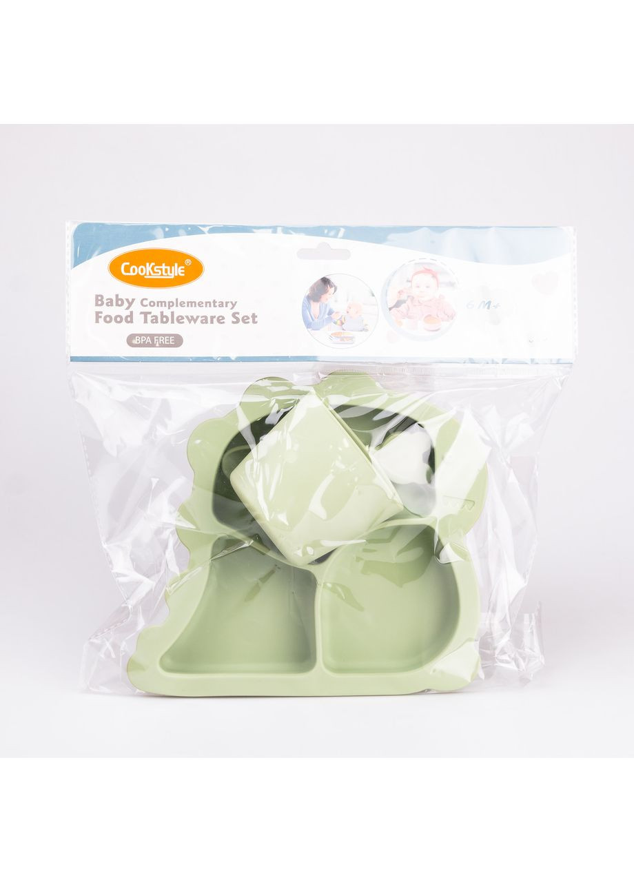 Детский набор силиконовой посуды 3 предмета зеленый TS Kitchen (360455427)