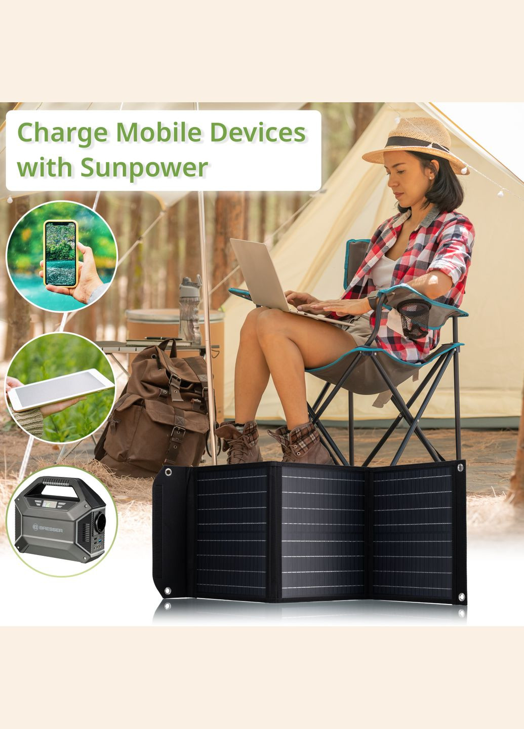 Портативний зарядний пристрій сонячна панель Mobile Solar Charger 40 Watt USB DC (3810040) Bresser (346528693)