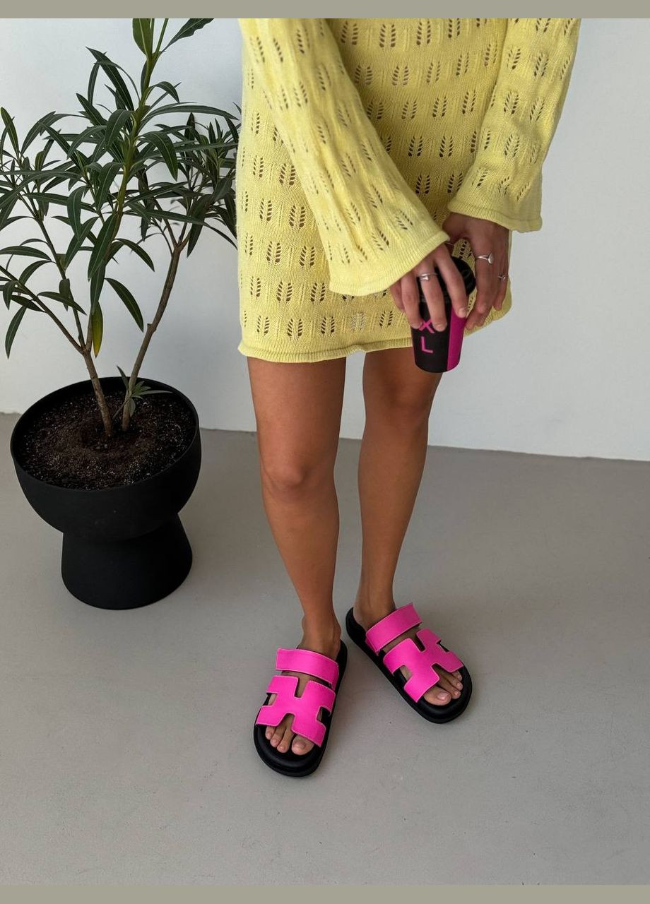 Жіночі чорні шкіряні шльопанці Шльопанці в стилі гермес Seastar колфр фуксія No Brand 2024 (298125539)