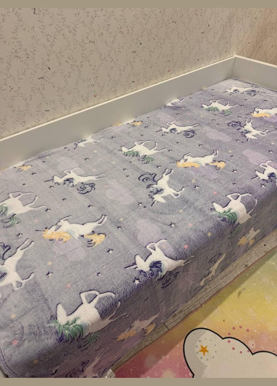 Дитячий плед, що світиться вночі 150х200 Синій Єдинороги (П4К-am-pled-svet-007-2) No Brand (323161060)