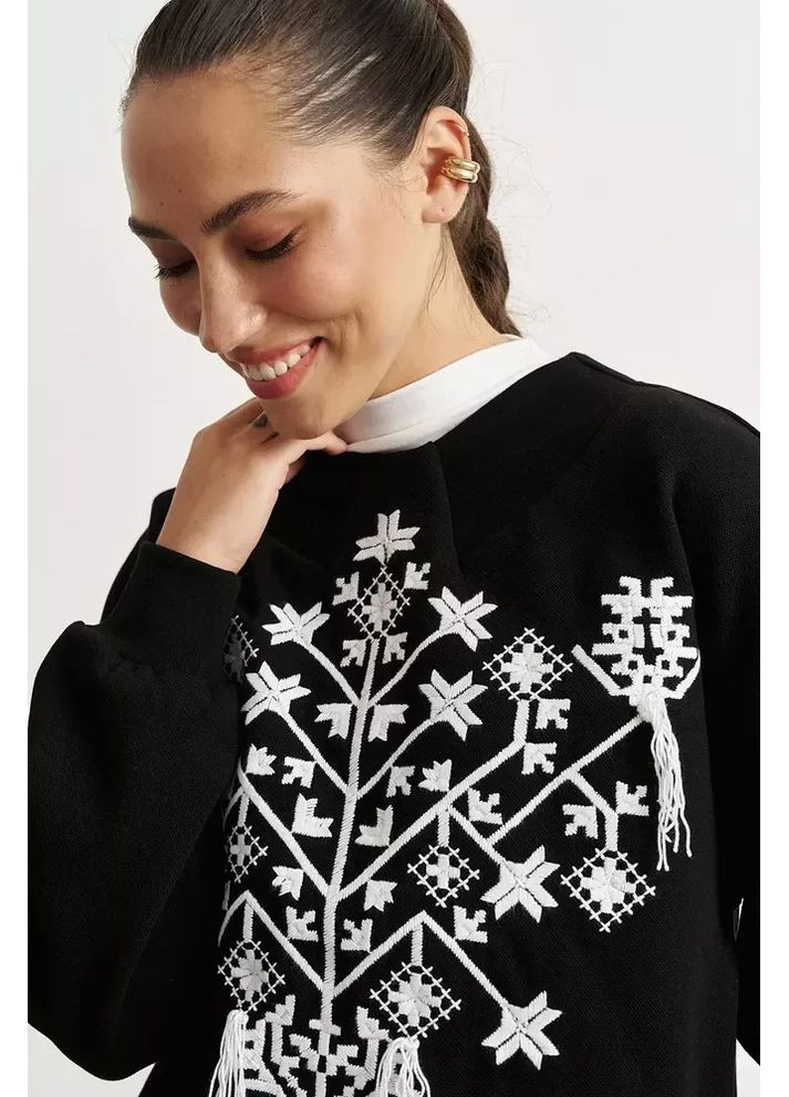 Черный свитшот с вышивкой «перлина» mkrm4289 Rica Mare (365807195)