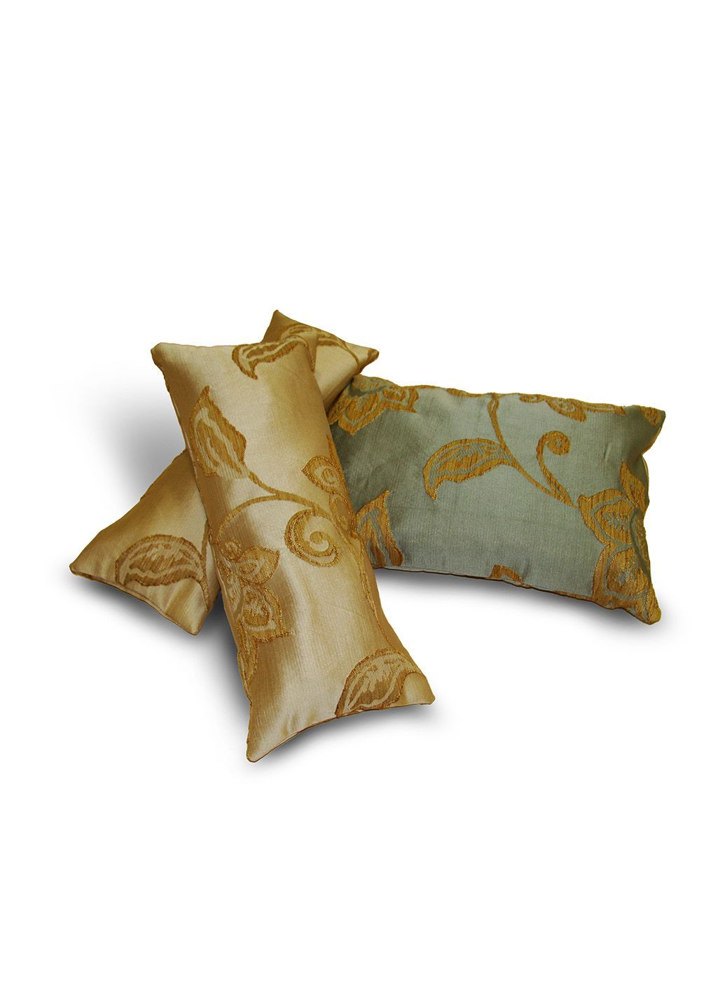 Комплект декоративних подушок 41х15см 1шт 40х16см 1шт 40х27см 1шт Зелені та Пісочні завитки (п_0456) Firanka Plants (314705164)