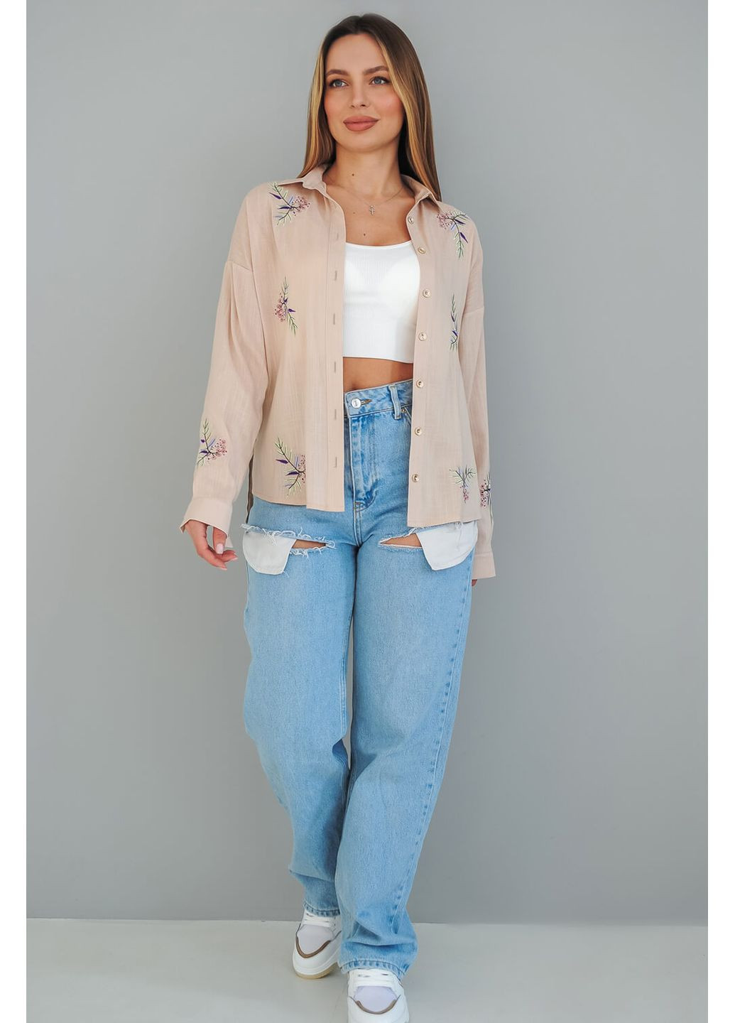 Бежевая блузка веста бежевый MioRichi