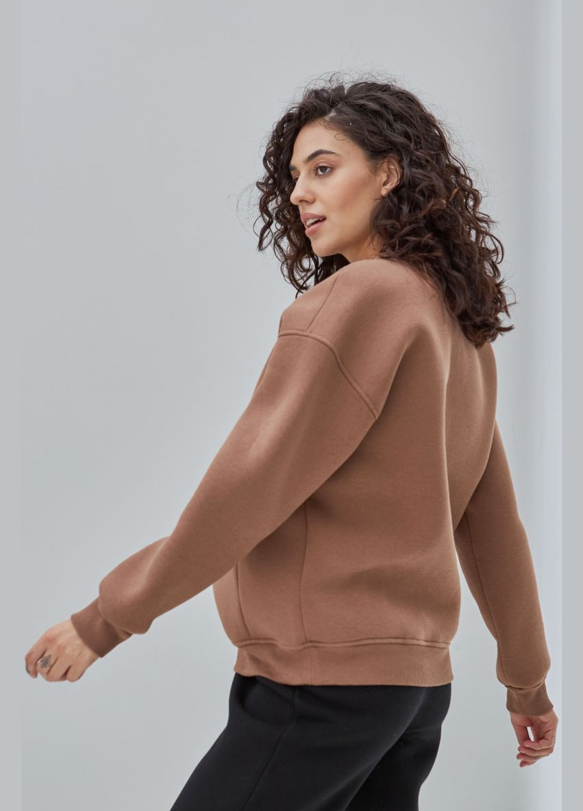 Коричневий теплий світшот для вагітних та годуючих з начосом коричневий Юла мама (307056455)