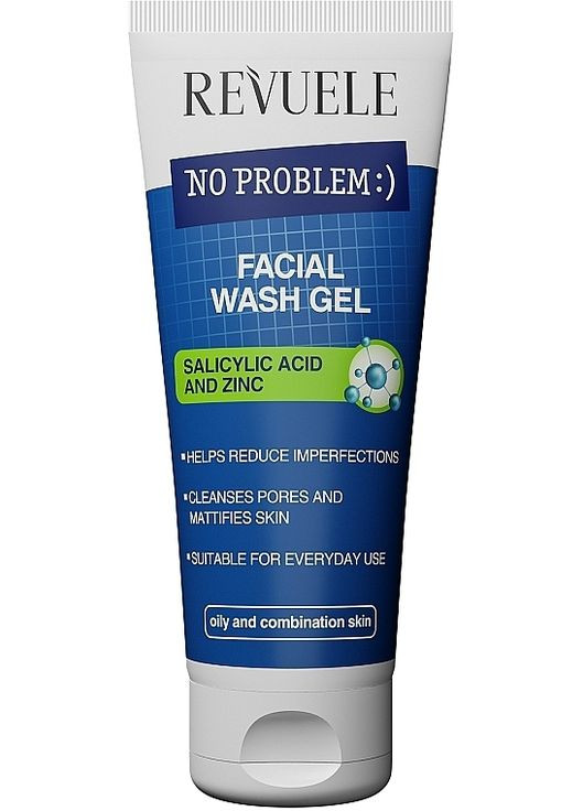 Гель для вмивання з саліциловою кислотою та цинком No Problem Salycylic Acid & Zinc Facial Wash Gel 200ml (1257001-136519) REVUELE (368649890)