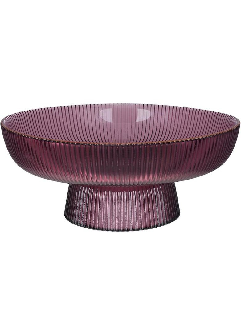 Фруктівниця скляна "Fleur" Ø20х8.5см пурпурний із золотою облямівкою BonaDi (372174500)