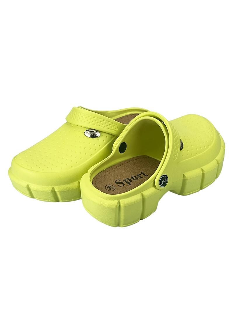 Жіночі крокси сабо на платформі закриті салатові 10136-4 Sanlin (277151133)