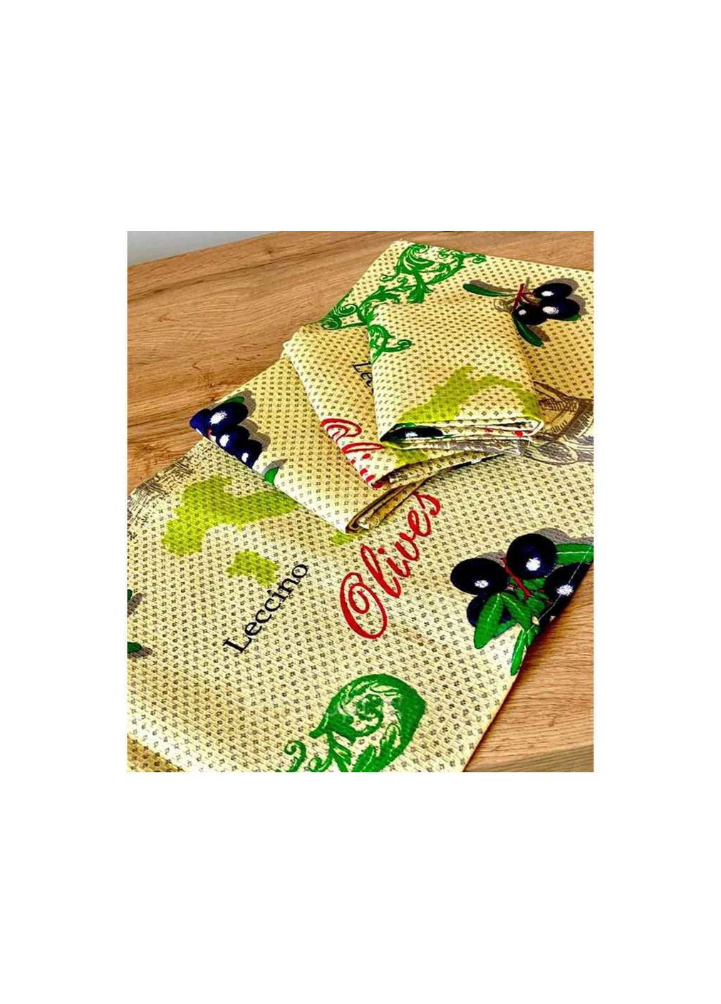 Рушник вафельний маленький "Маслини" Хустки-опт комбінований