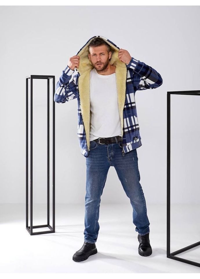 Синяя демисезонная флисовая куртка мужская об-068/1 ( ) No Brand