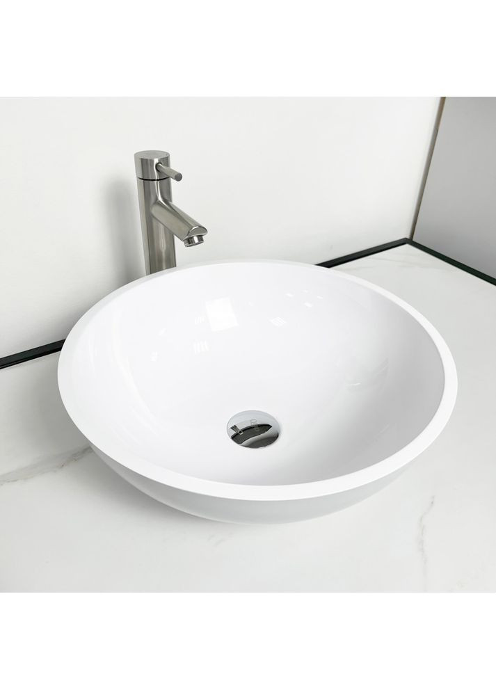 Умывальник из искусственного камня 420х115мм, без отверстия для смесителя/перелива, круглый KREIS Белый (35500420115) Adamant (368157209)