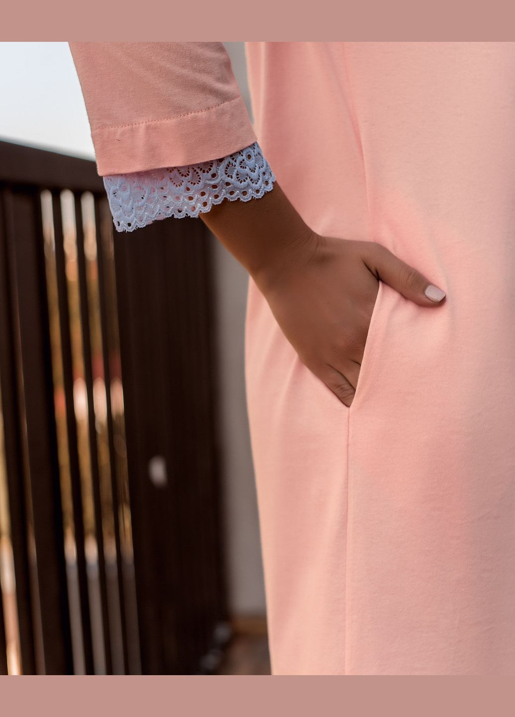 Розовое домашнее домашнее платье Minova однотонное
