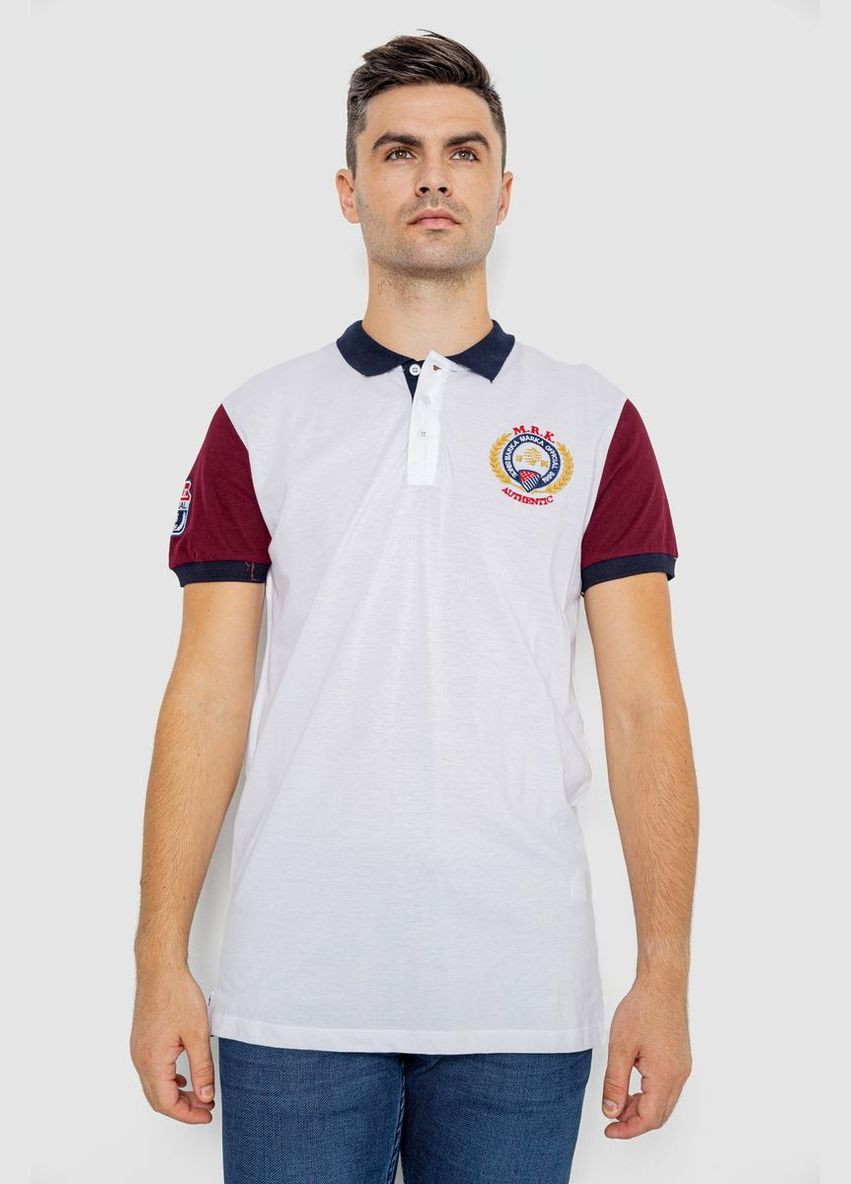 Белая футболка-поло мужское с принтом для мужчин Ager