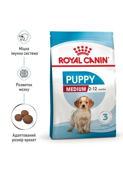 Сухий корм MEDIUM PUPPY для цуценят собак середніх порід 3.2 кг + 800 г у подарунок Royal Canin (368822078)